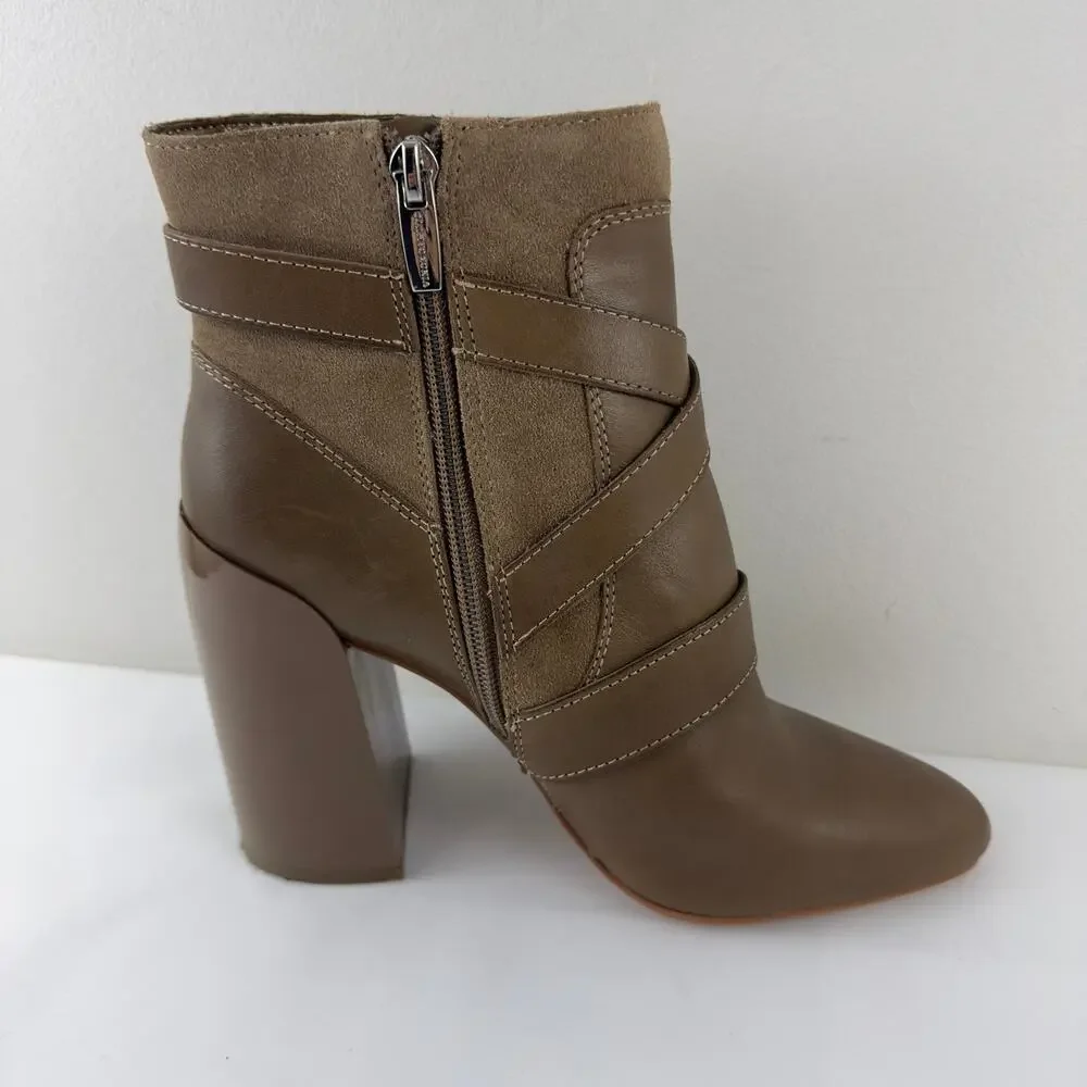 Vince Camuto Erillie Buckle Block‎ Heel Bootie Ankle Boot in Wild Mushroom W-7